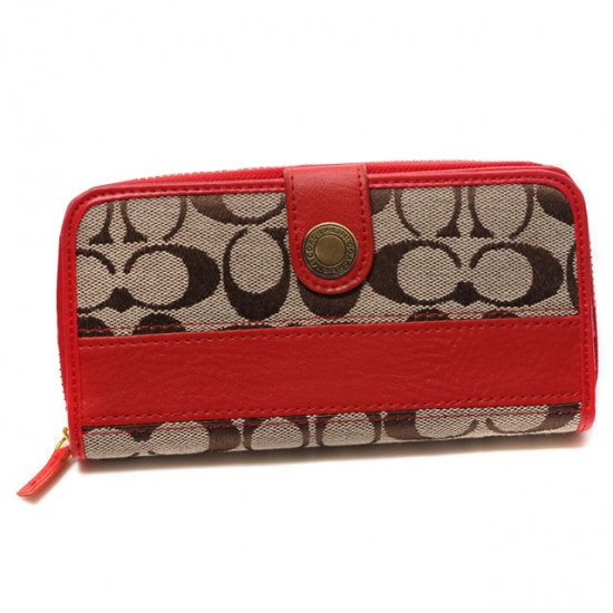 Coach In Signature Large Red Wallets CJO | Coach Outlet Canada